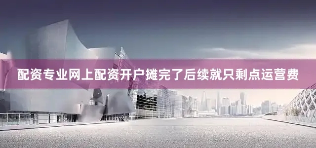 配资专业网上配资开户摊完了后续就只剩点运营费